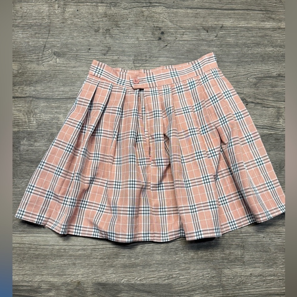 Plaid Pink Pleated Skirt